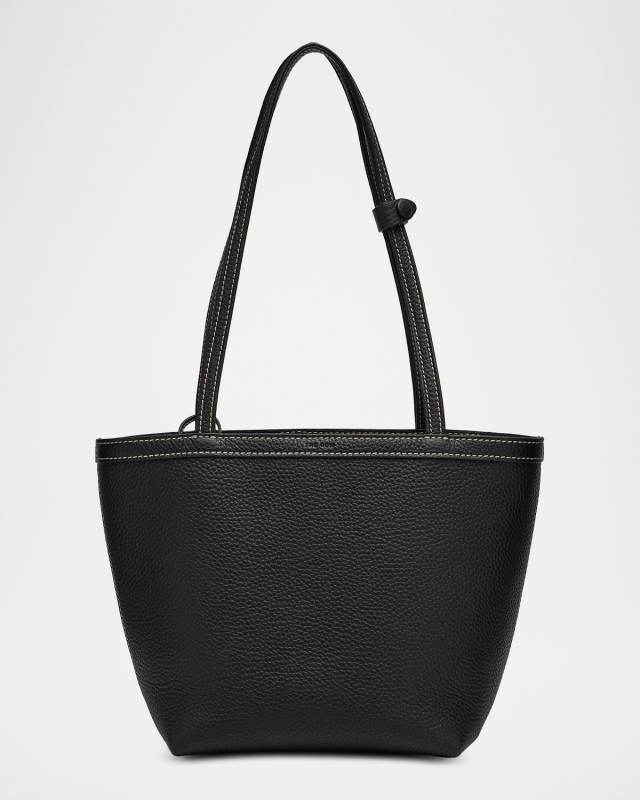Park Medium Topstitched Tote Bag in Pebbled Leather